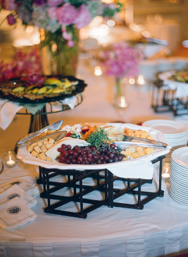 buffet line of cheese and fruit - sweet southern military style wedding photo by Charleston wedding photographer Virgil Bunao